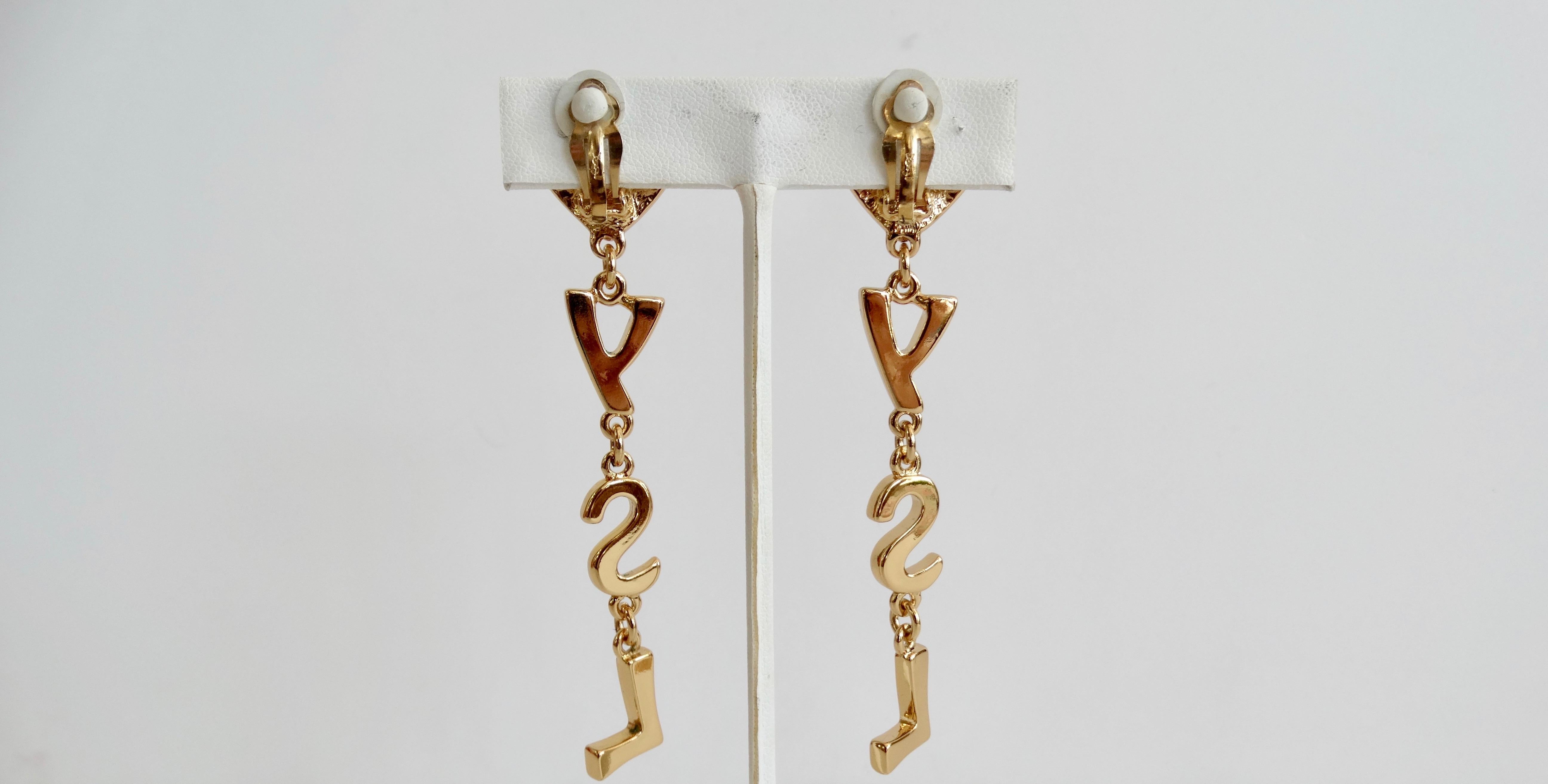 ysl logo earrings gold