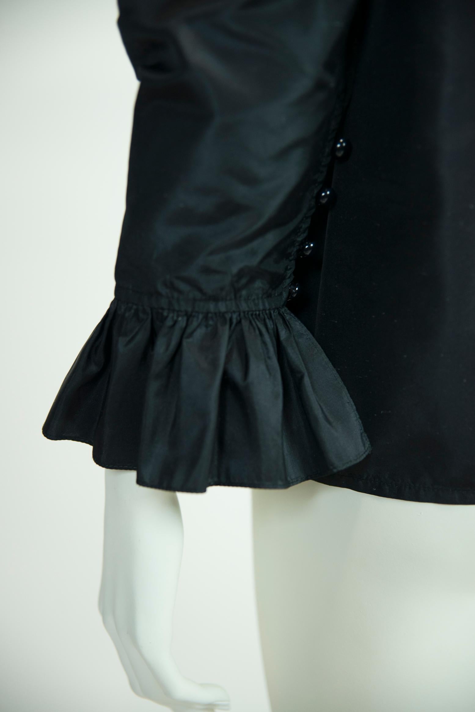 Yves Saint Laurent 1982-1983 AD Campaign Ruffled Silk-Taffeta Top Blouse For Sale 6