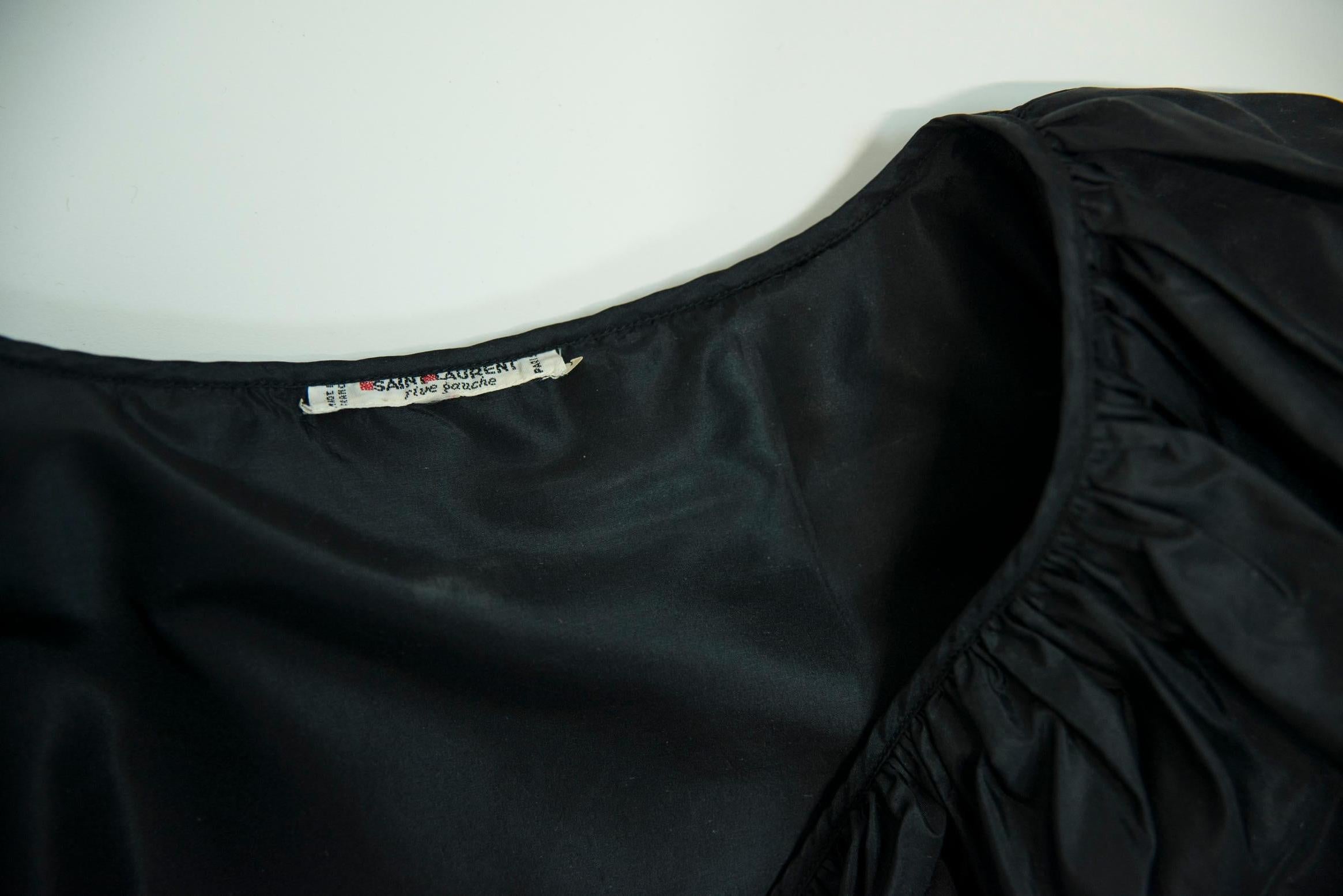 Yves Saint Laurent 1982-1983 AD Campaign Ruffled Silk-Taffeta Top Blouse For Sale 11