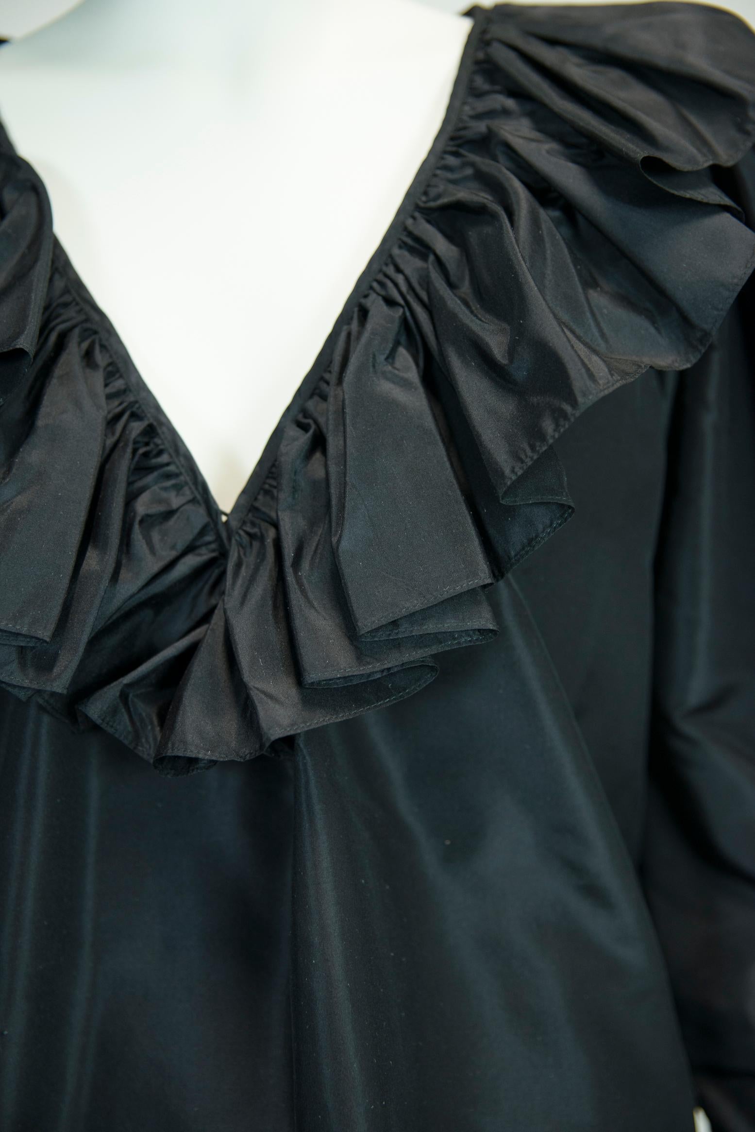 Yves Saint Laurent 1982-1983 AD Campaign Ruffled Silk-Taffeta Top Blouse For Sale 3