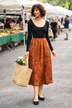 Yves Saint Laurent 1984 Vintage Floral Print Wool Skirt Size 38