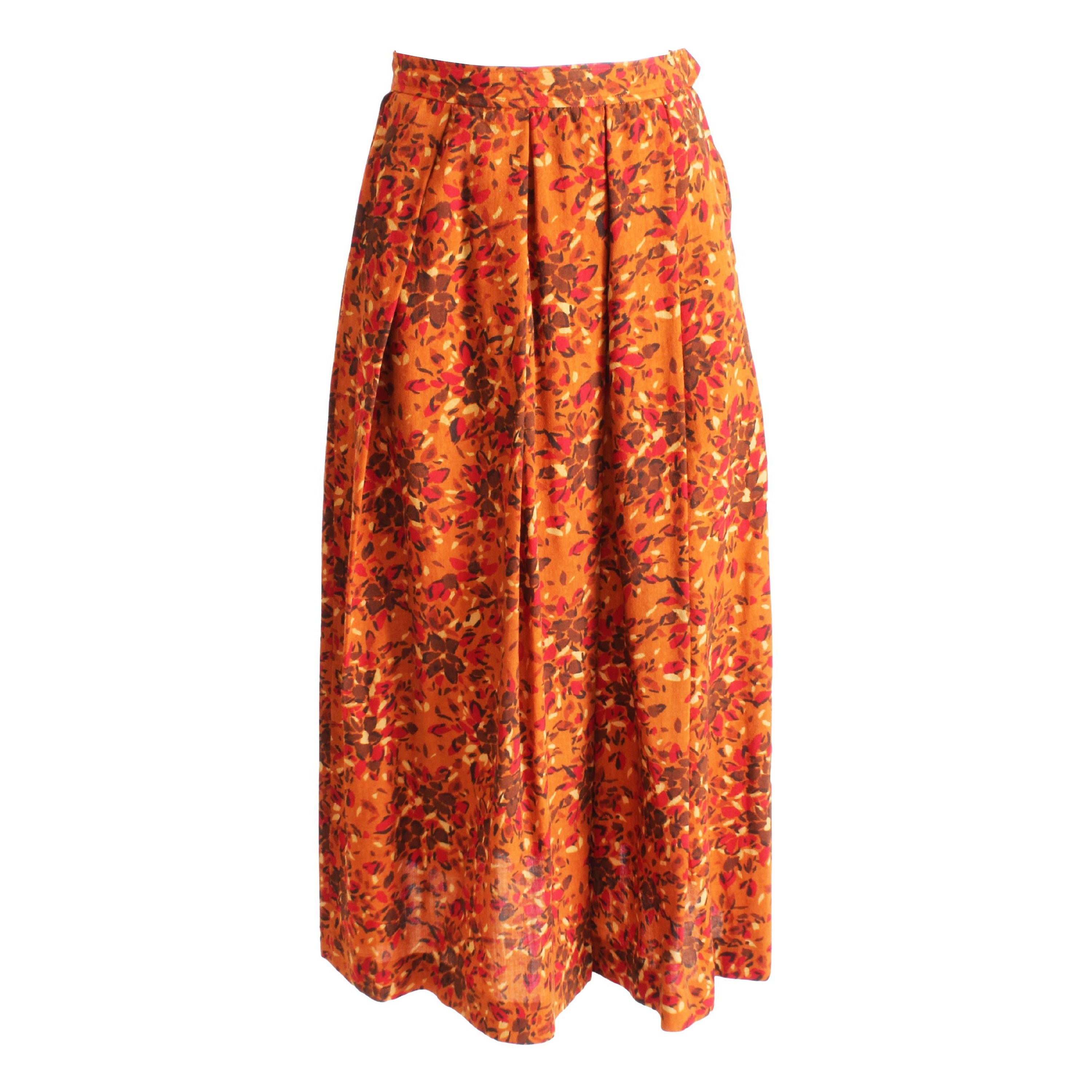 Yves Saint Laurent 1984 Vintage Floral Print Wolle Rock Größe 38