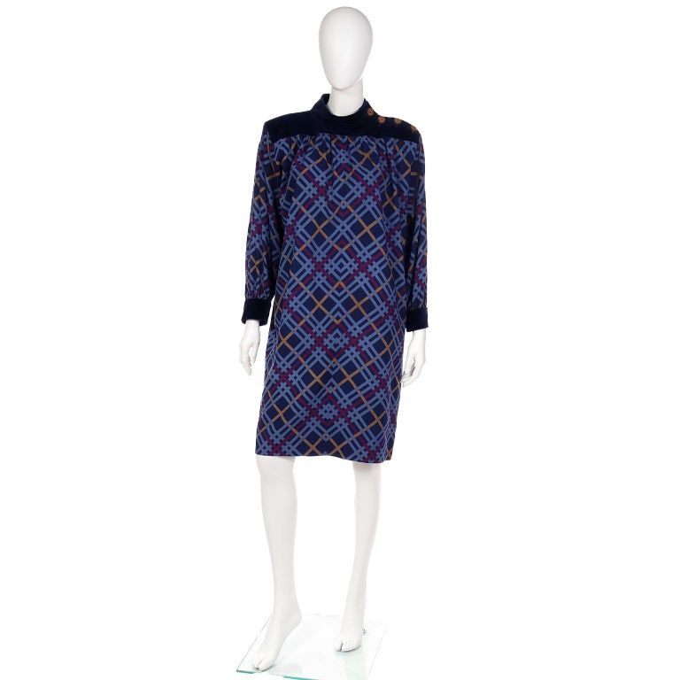 1980s Yves Saint Laurent Plaid Challis Set