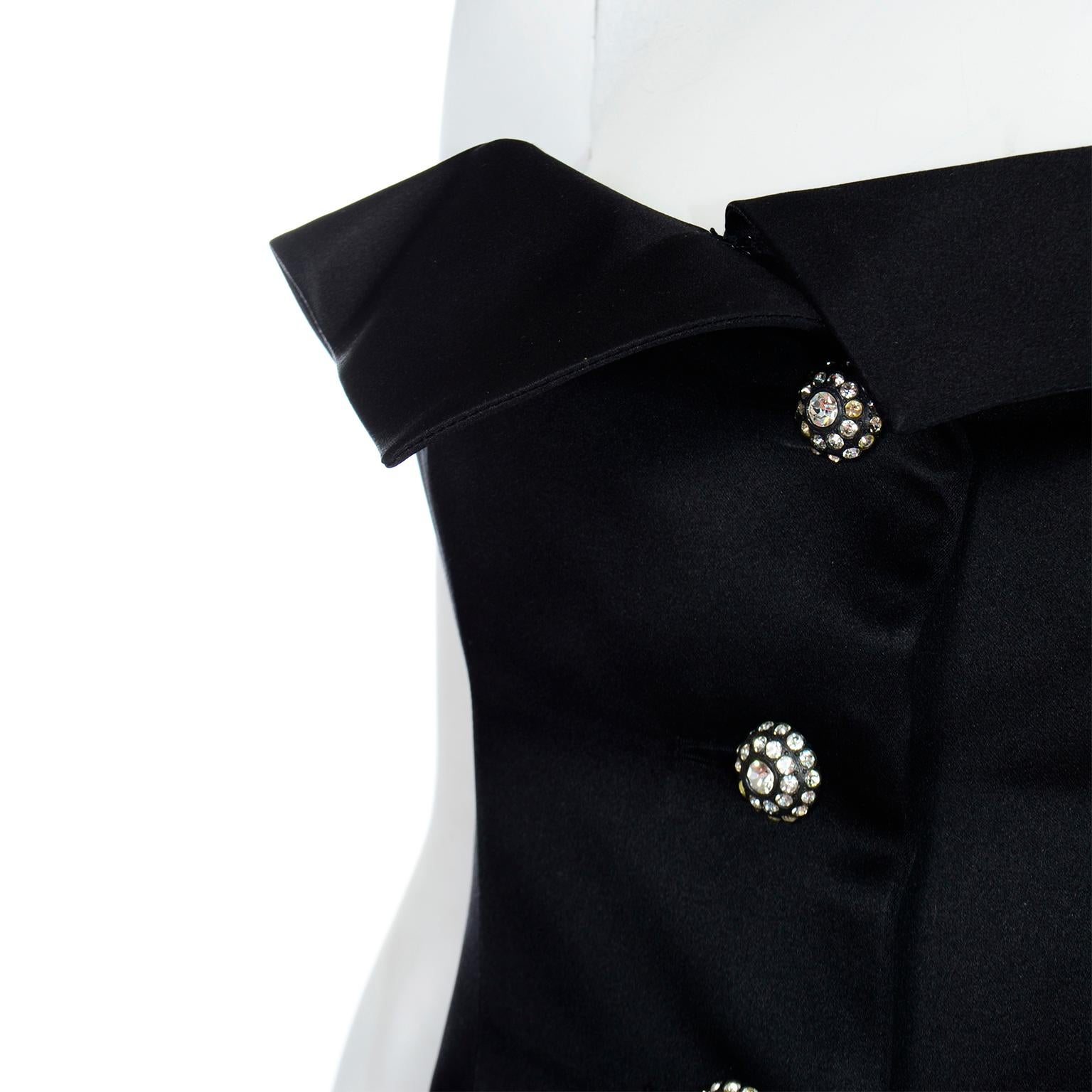 Yves Saint Laurent 1985 Vintage Black Strapless Runway Evening Gown For Sale 5