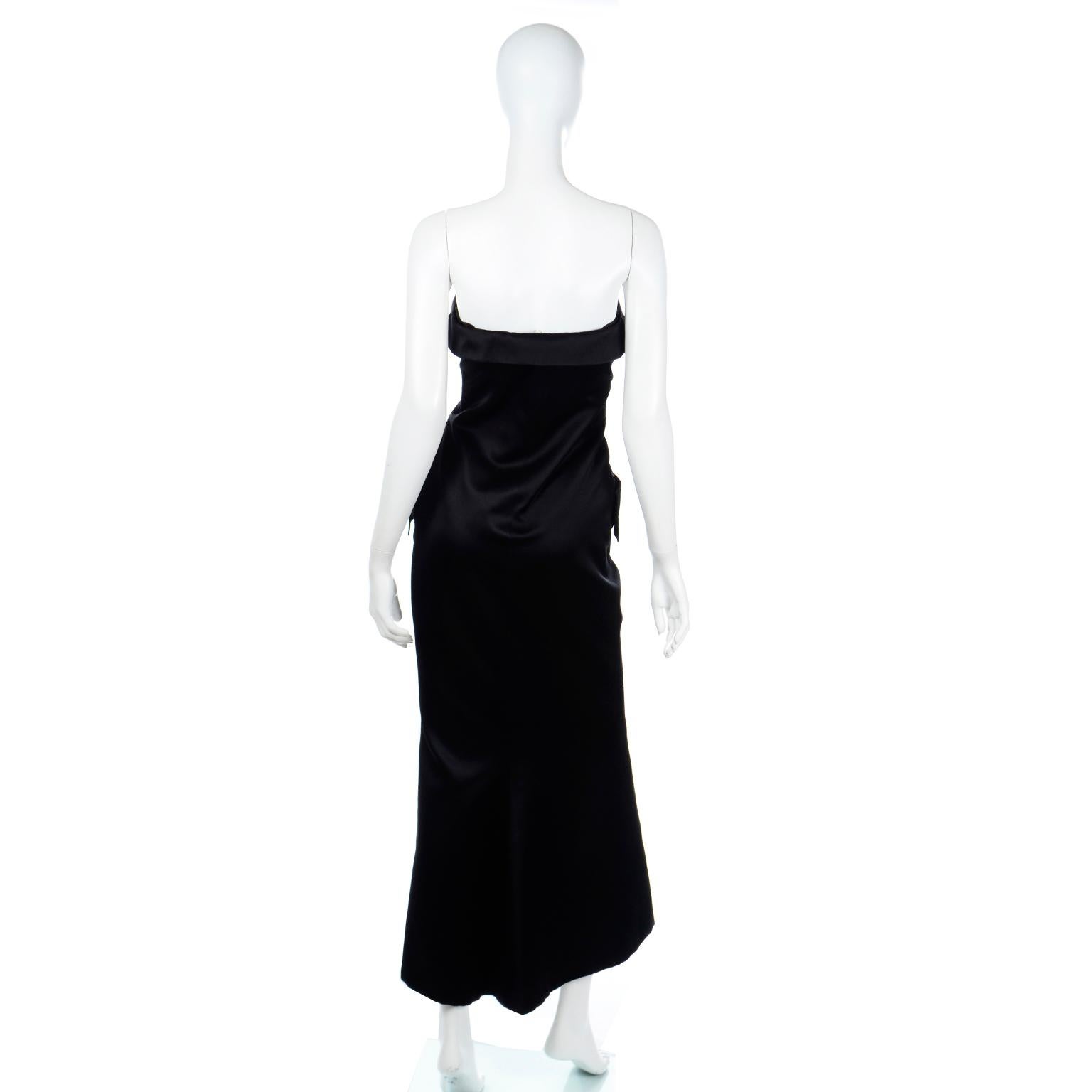 Women's Yves Saint Laurent 1985 Vintage Black Strapless Runway Evening Gown For Sale