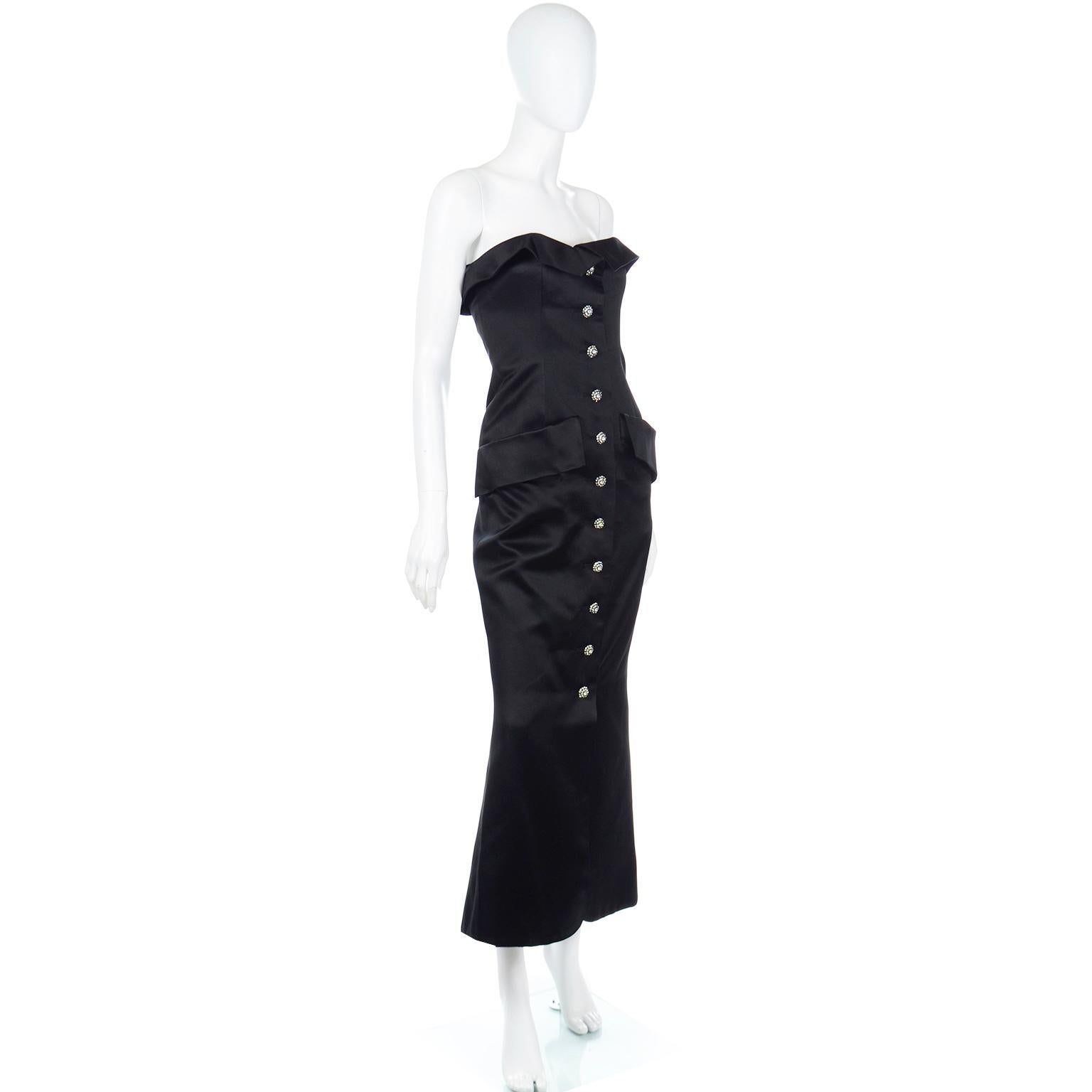 Yves Saint Laurent 1985 Vintage Black Strapless Runway Evening Gown For Sale 1