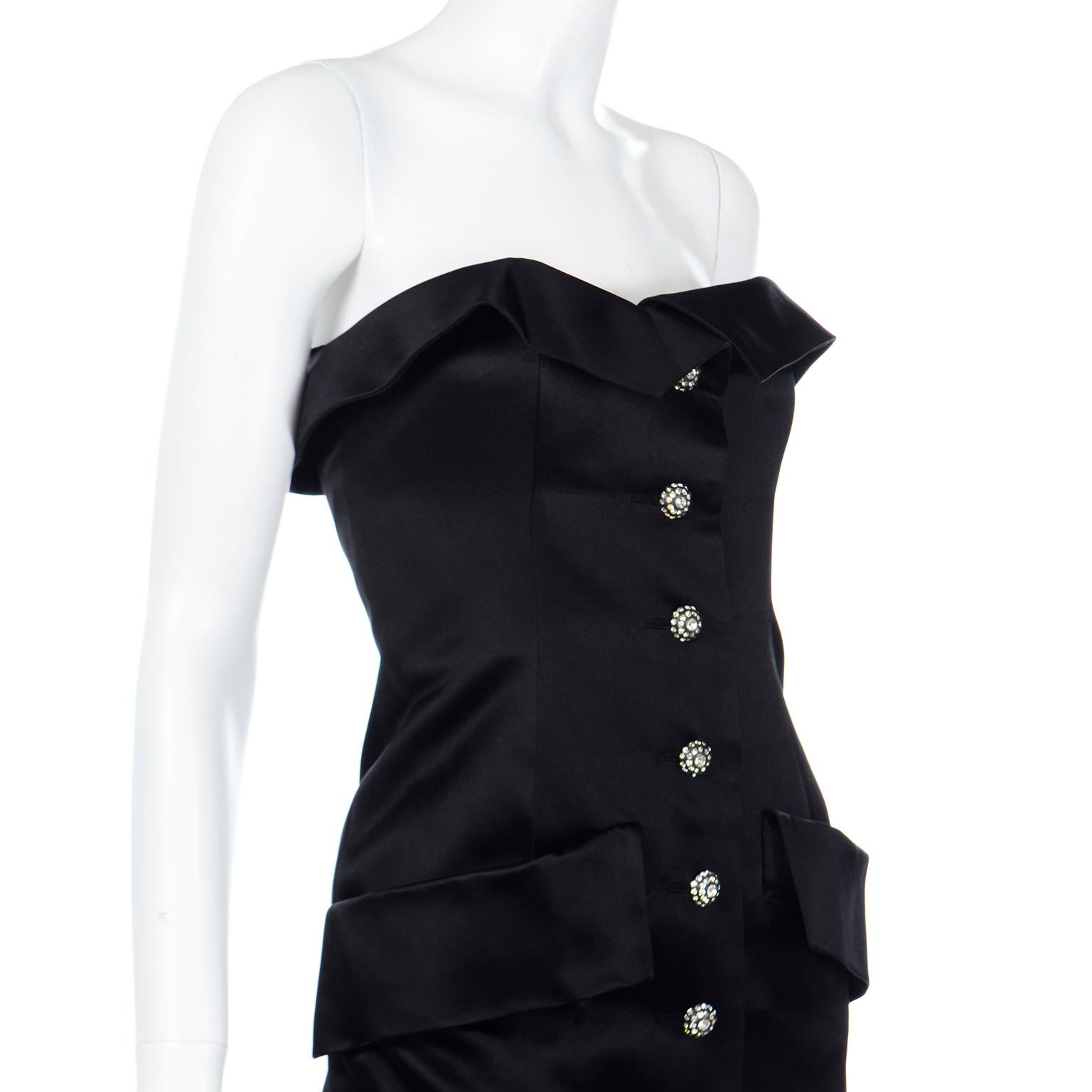 Yves Saint Laurent 1985 Vintage Black Strapless Runway Evening Gown 3