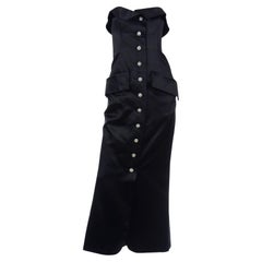 Yves Saint Laurent 1985 Vintage Black Strapless Runway Evening Gown
