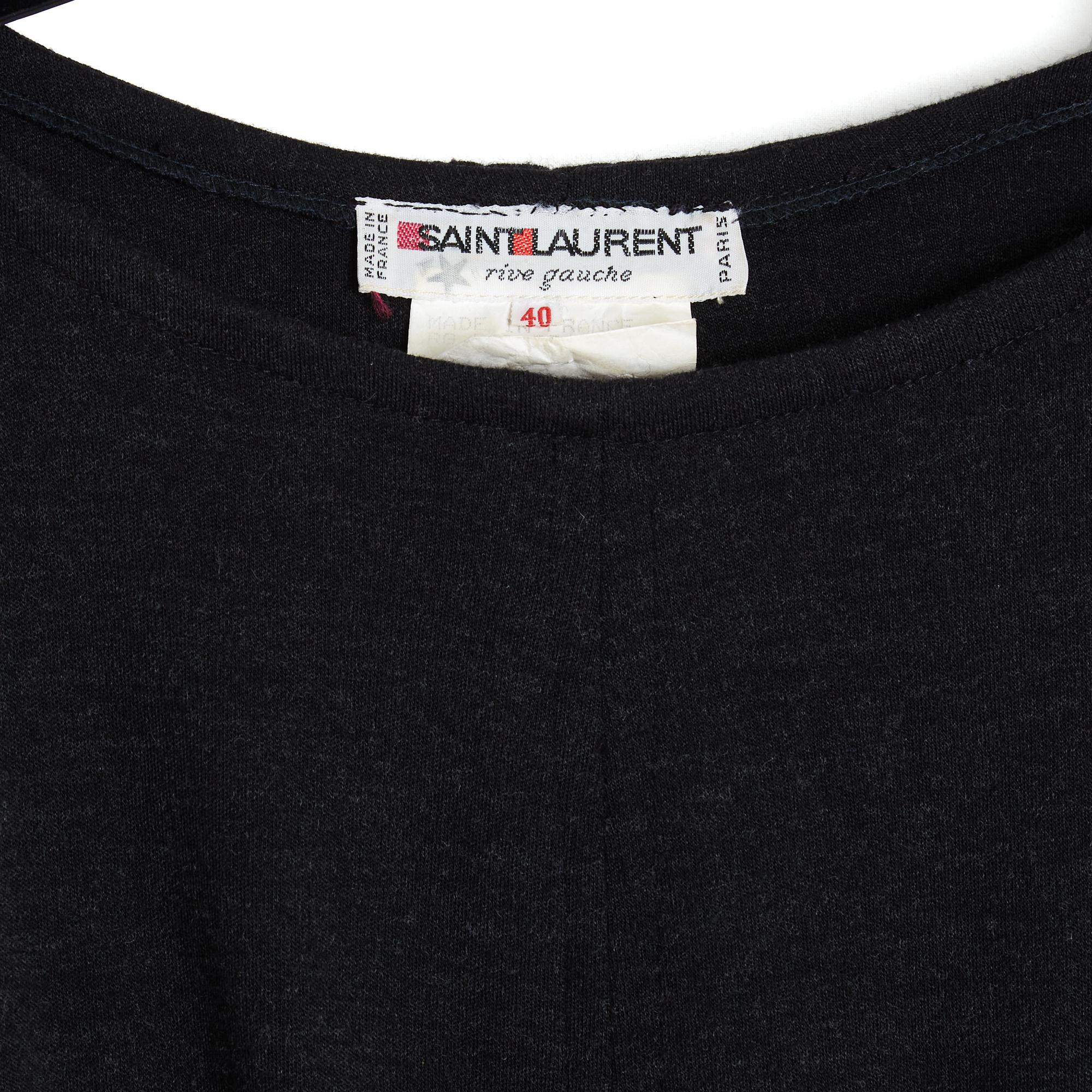 Nero Yves Saint Laurent 1985s Robe FR40 Grigio Scuro in maglia di lana, abito perfetto UK12 US10 in vendita