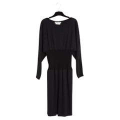 Yves Saint Laurent 1985s Robe FR40 Dark Grey Wool Knit perfect dress UK12 US10