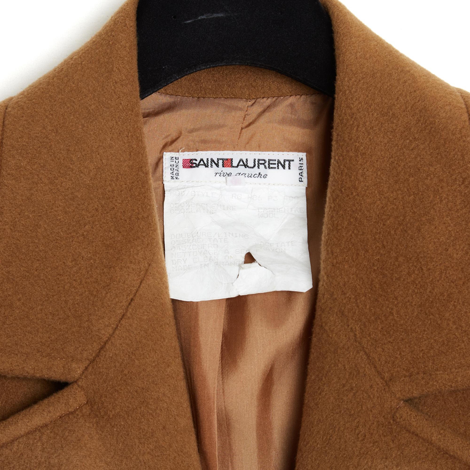 Women's Yves Saint Laurent 1986 Veste FR40 Toffee Cashmere and Wool Jacket UK12 US8 For Sale