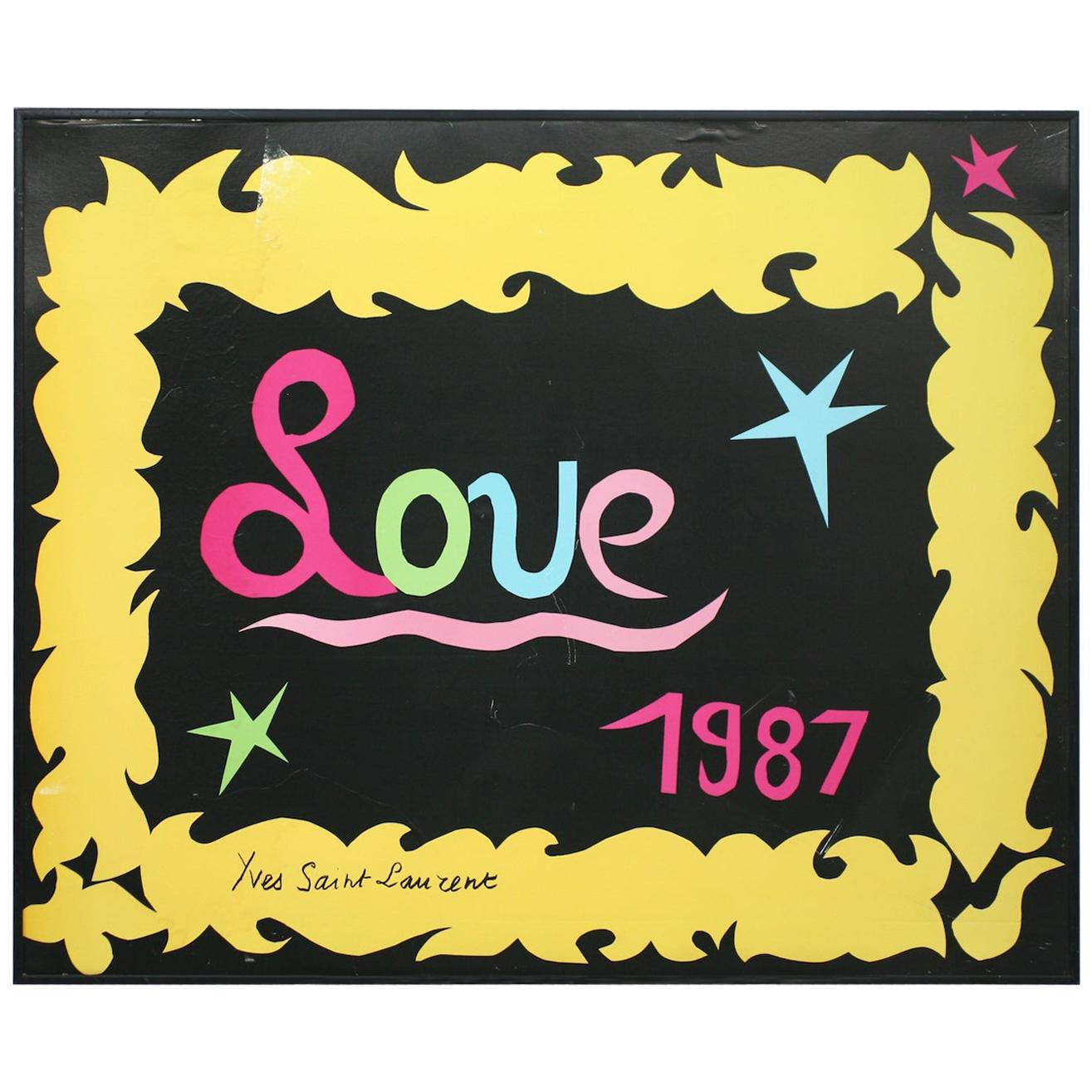 Yves Saint Laurent 1987 "LOVE" Poster For Sale at 1stDibs | ysl posters