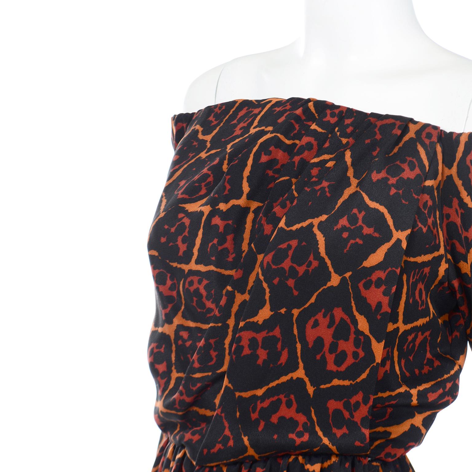 Yves Saint Laurent 1989 Brown & Orange Animal Print Runway Dress Documented  For Sale 6