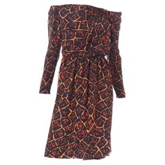 Yves Saint Laurent 1989 Brown & Orange Animal Print Runway Dress Documented