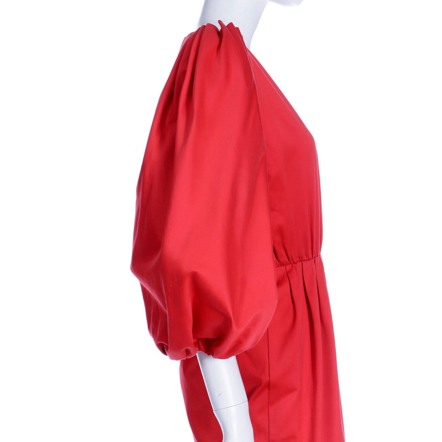 Yves Saint Laurent 1989 Vintage Red Runway Dress with Puff Statement Sleeves 10