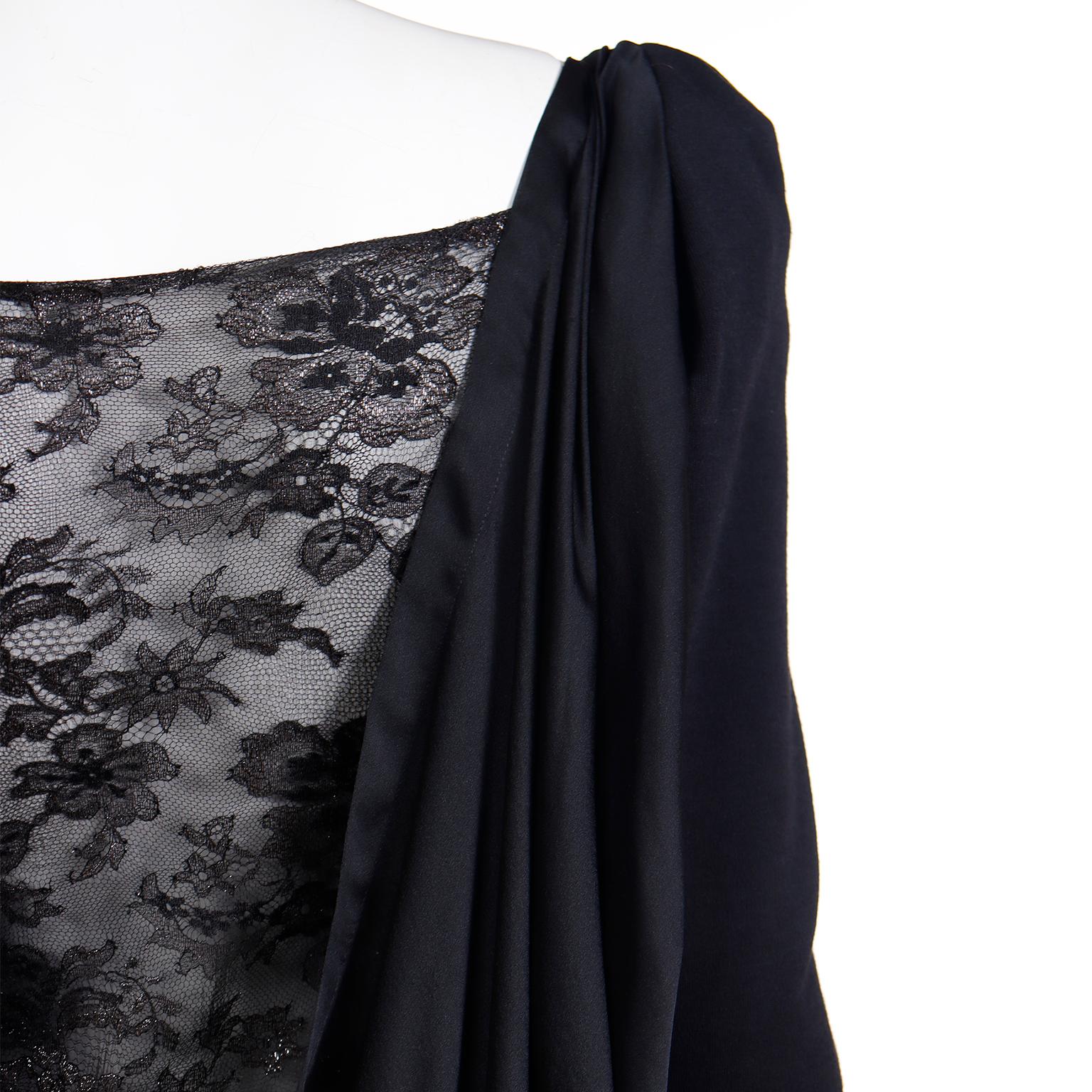 Yves Saint Laurent 1990 Black Deadstock Runway Evening Dress w Attached Hood 8