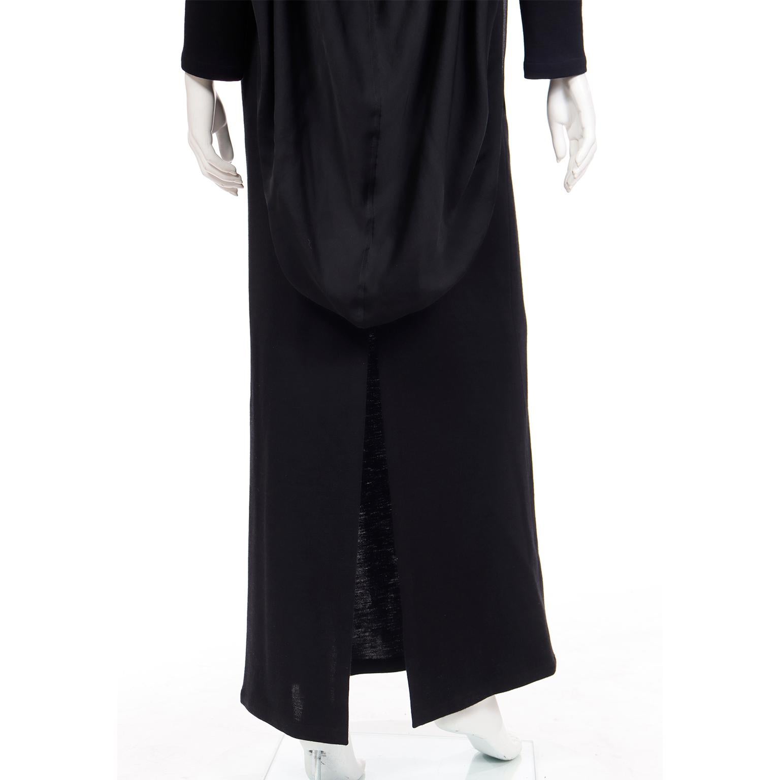 Yves Saint Laurent 1990 Black Deadstock Runway Evening Dress w Attached Hood 10