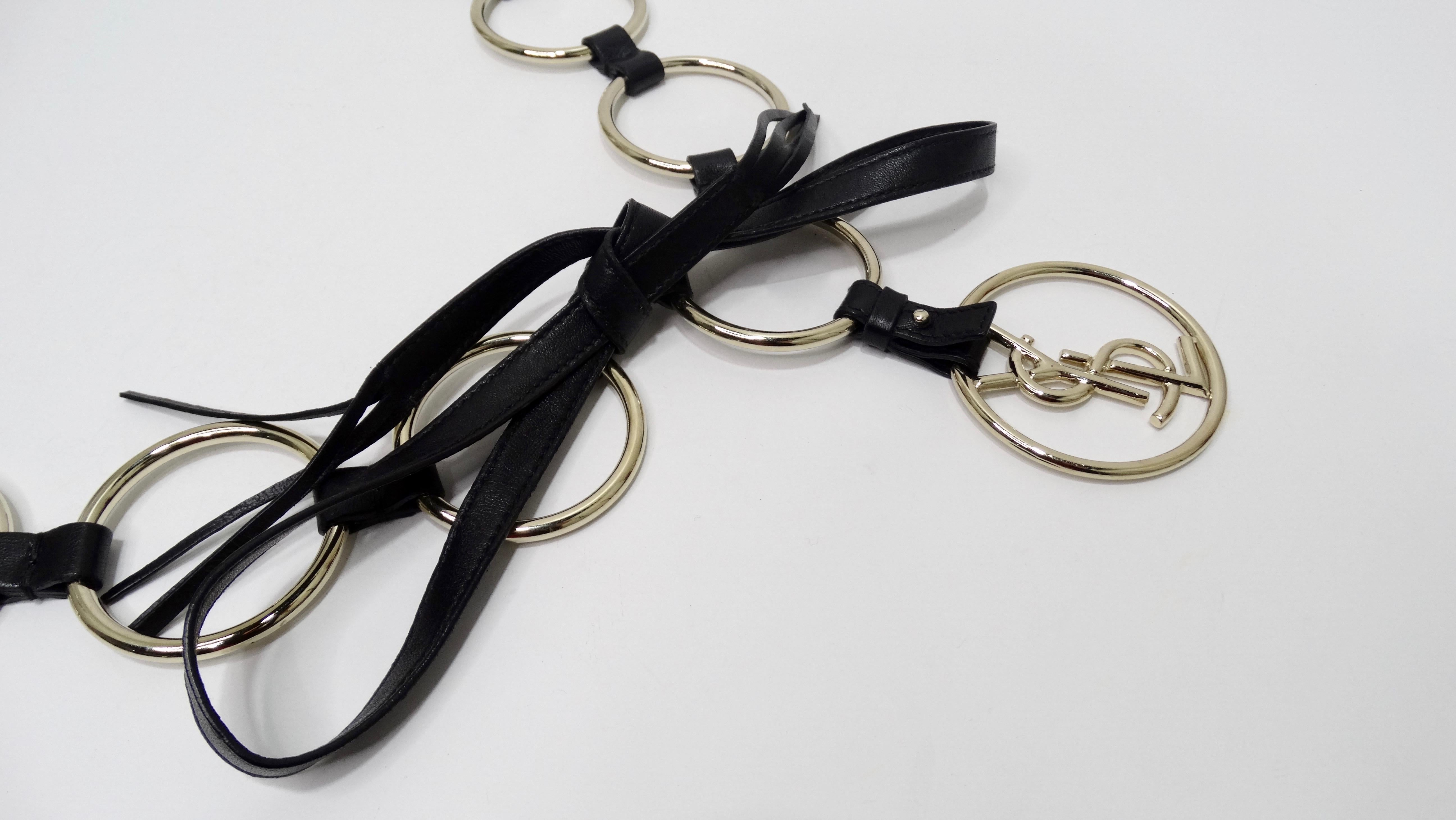 Black Yves Saint Laurent 1990s Chain Link Leather Belt