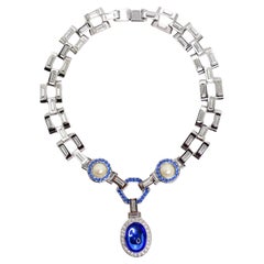 Yves Saint Laurent 1990er Jahre Faux Saphir Perlenkette