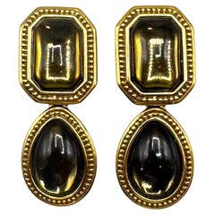 Yves Saint Laurent 1990s Gold & Amber Byzantine 3" Pendant Earrings