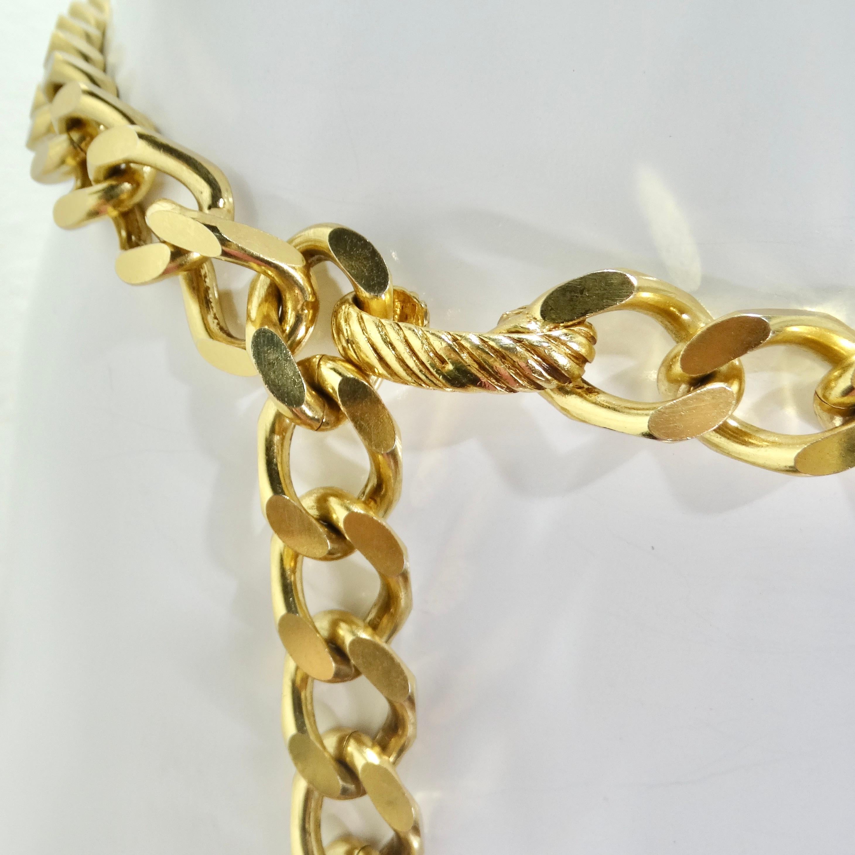 Yves Saint Laurent 1990s Gold Tone Charm Chain Belt For Sale 6
