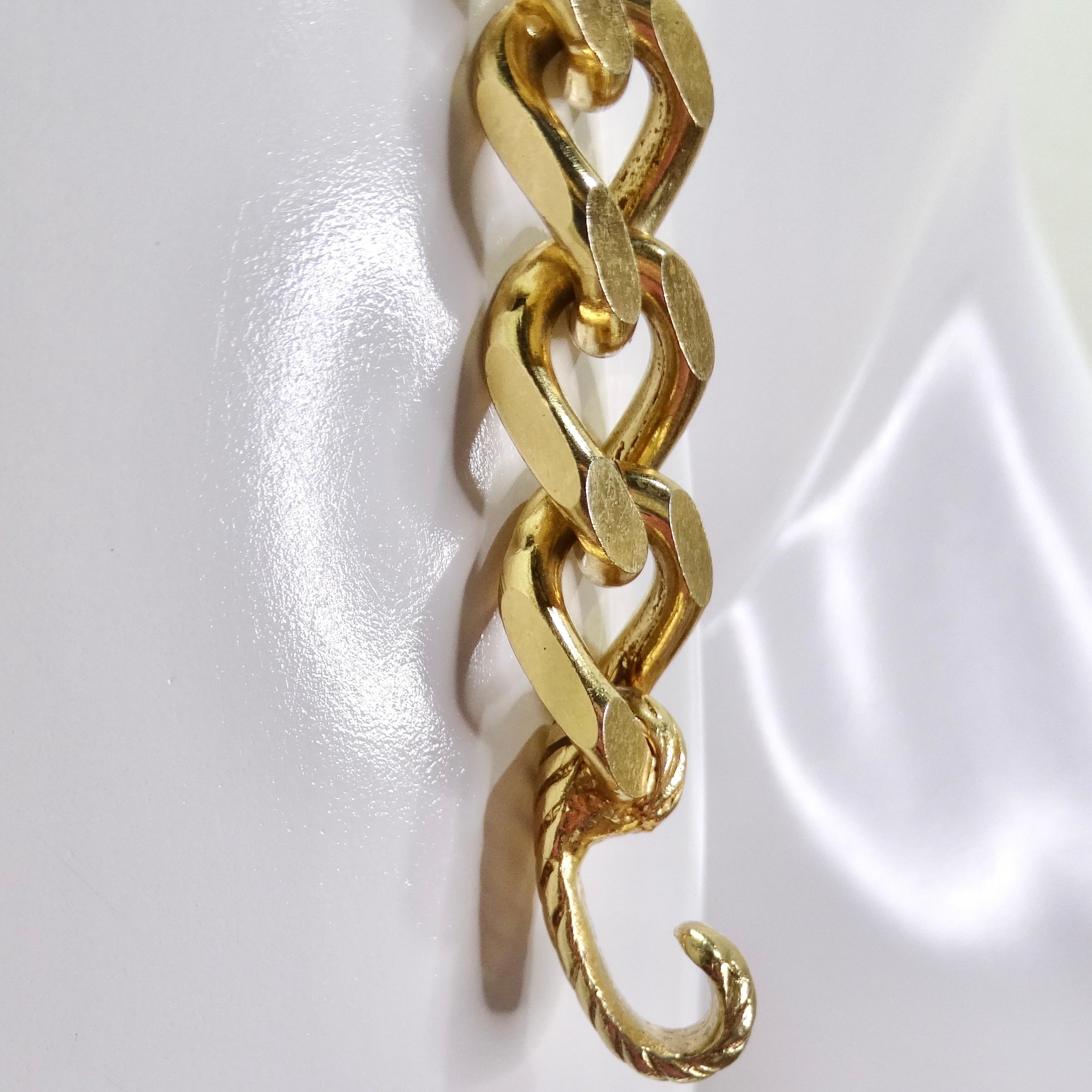 Yves Saint Laurent 1990s Gold Tone Charm Chain Belt For Sale 7