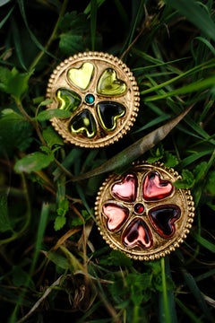 Yves Saint Laurent 1990s Goossens Heart Clover Clip-On Earrings
