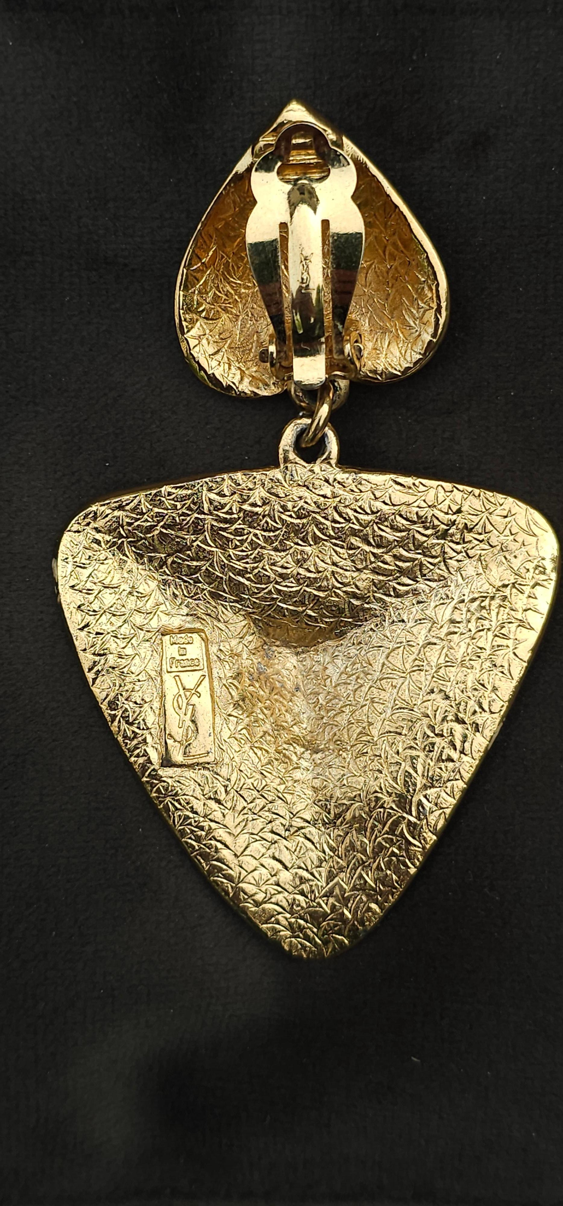 Yves Saint Laurent 1990s Heart Clip-On Earrings by Robert Goossens in vendita 7