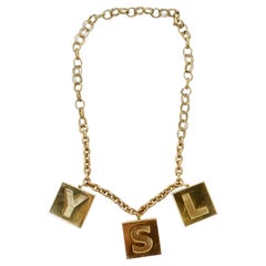Vintage Yves Saint Laurent 1990s Makeup Compact Charm Necklace 