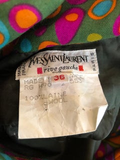 Yves Saint Laurent 1990s Wool Challis Flower Print Vintage 90s Smock Dress