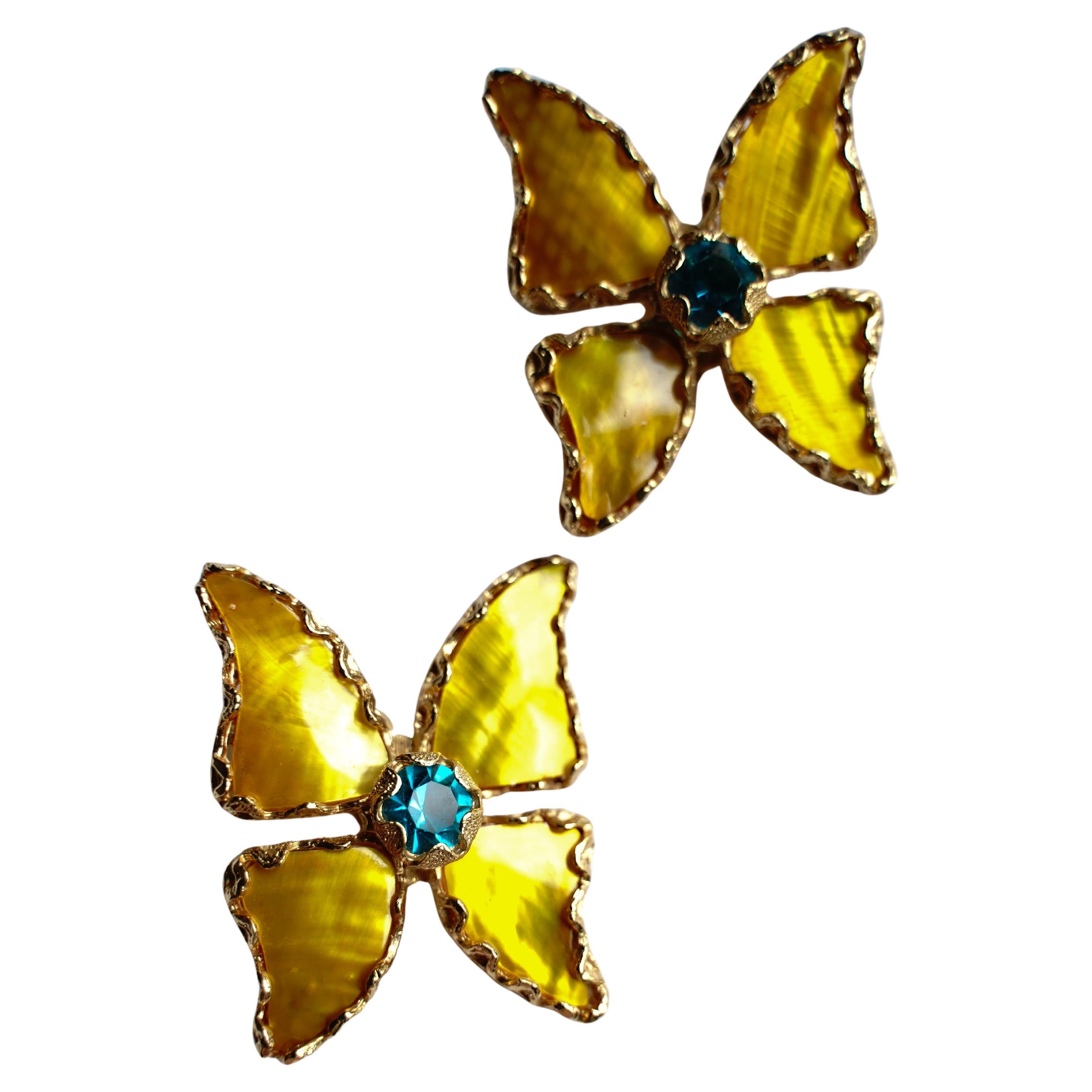 Yves Saint Laurent, 1993 - Orecchini a clip con farfalla "Rive Gauche", in passerella