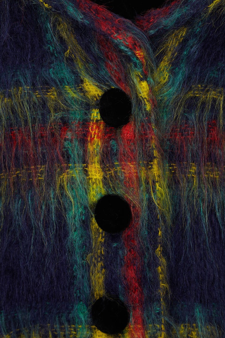 Yves Saint Laurent 1997 Rare Tartan Mohair Coat with Velvet Collar and Trim at 1stDibs