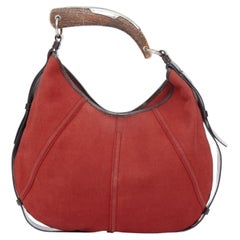 YVES SAINT LAURENT 2002 Tom Ford Runway Mombasa horn canvas hobo shoulder bag