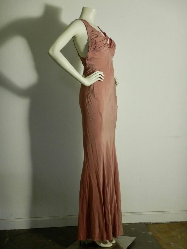 Brown Yves Saint Laurent 2003 Tom Ford Dusty Pink Silk Evening Gown For Sale