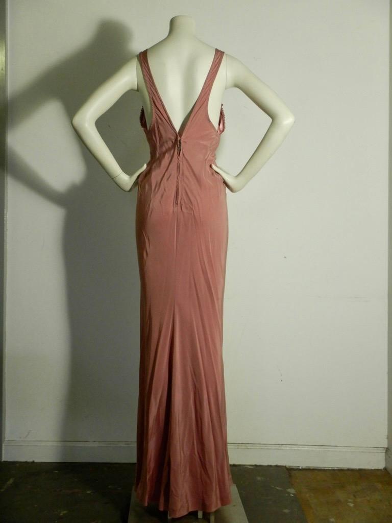 Yves Saint Laurent 2003 Tom Ford Dusty Pink Silk Evening Gown In Fair Condition For Sale In Oakland, CA