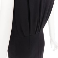 YVES SAINT LAURENT 2007 black 1wool frayed seam ruched neck shift dress FR34 XS