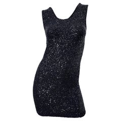 Yves Saint Laurent 2008 Schwarzes YSL-Minikleid mit tiefem Rückenausschnitt und Paillettenbesatz