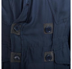 YVES SAINT LAURENT 2008 Vintage dark blue silk anorak field jacket FR48 M