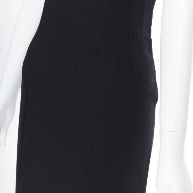 YVES SAINT LAURENT 2009 black wool square neck cap sleeve sheath dress FR36 For Sale 3