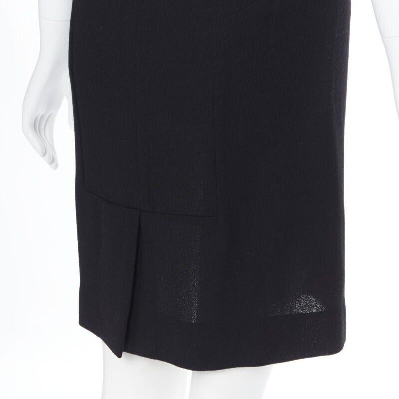 YVES SAINT LAURENT 2009 black wool square neck cap sleeve sheath dress FR36 For Sale 4