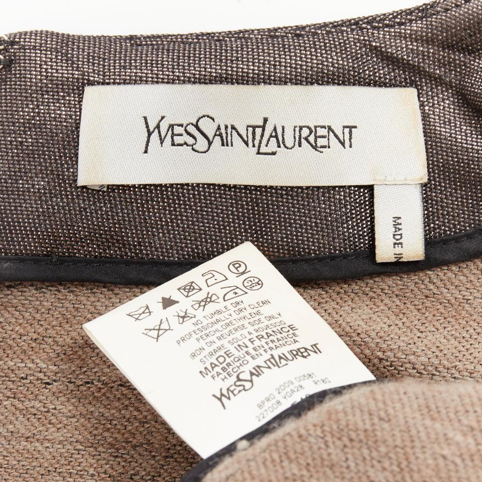 YVES SAINT LAURENT 2009 bronzefarbener Metallic-Look V-Ausschnitt Etuikleid FR40 S im Angebot 5