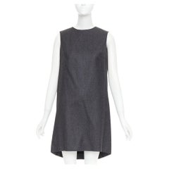 YVES SAINT LAURENT 2009 grey wool metallic sheen back mini dress FR34 XXS