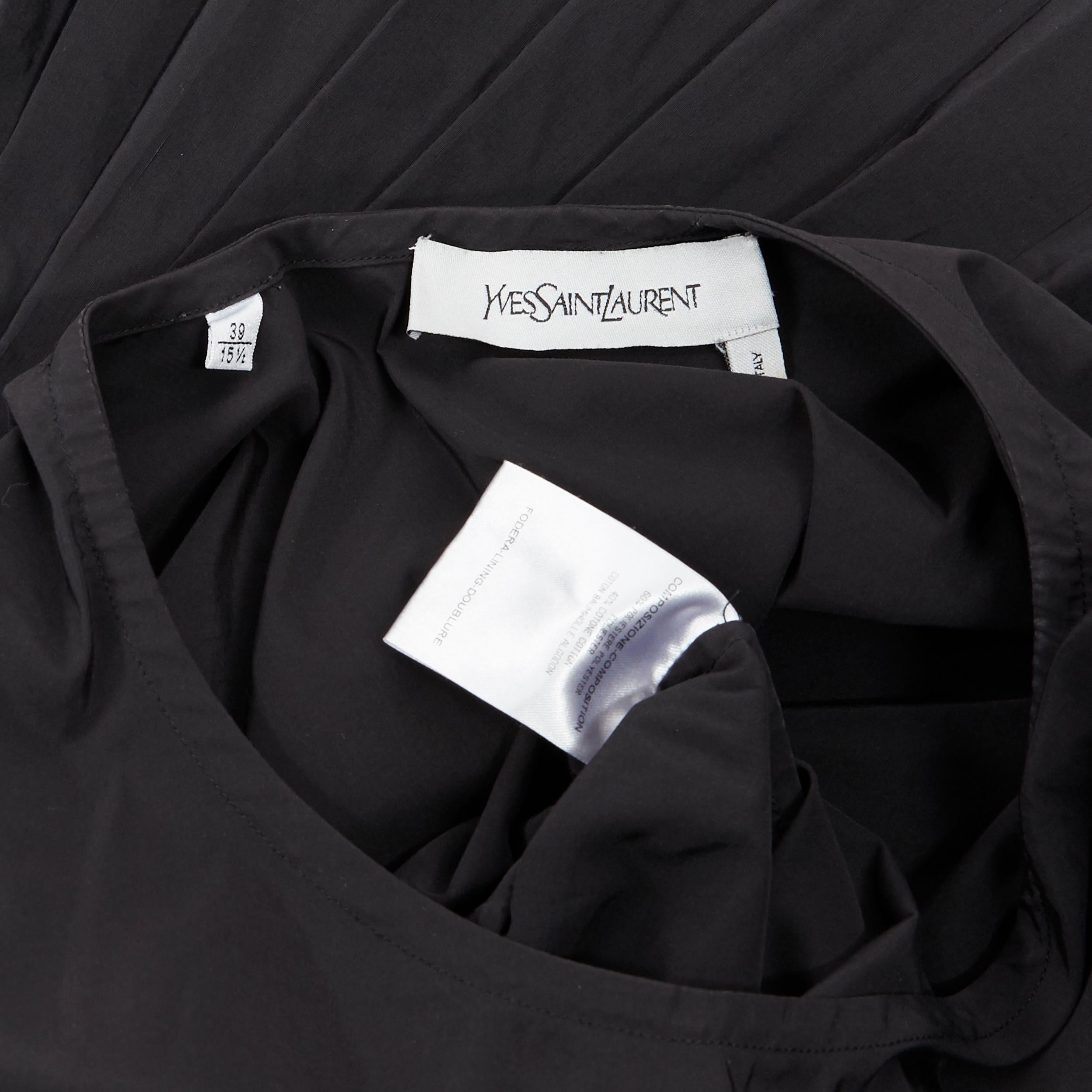 YVES SAINT LAURENT 2010 black pleated skirt side slit tunic dress EU39 / 15.5 6