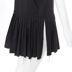 YVES SAINT LAURENT 2010 black pleated skirt side slit tunic dress EU39 / 15.5