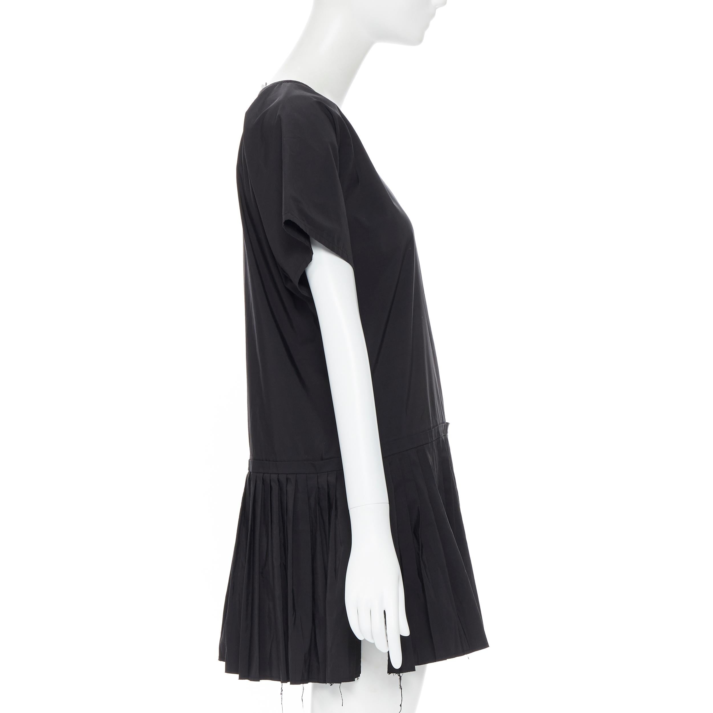 YVES SAINT LAURENT 2010 black pleated skirt side slit tunic dress EU39 / 15.5 1