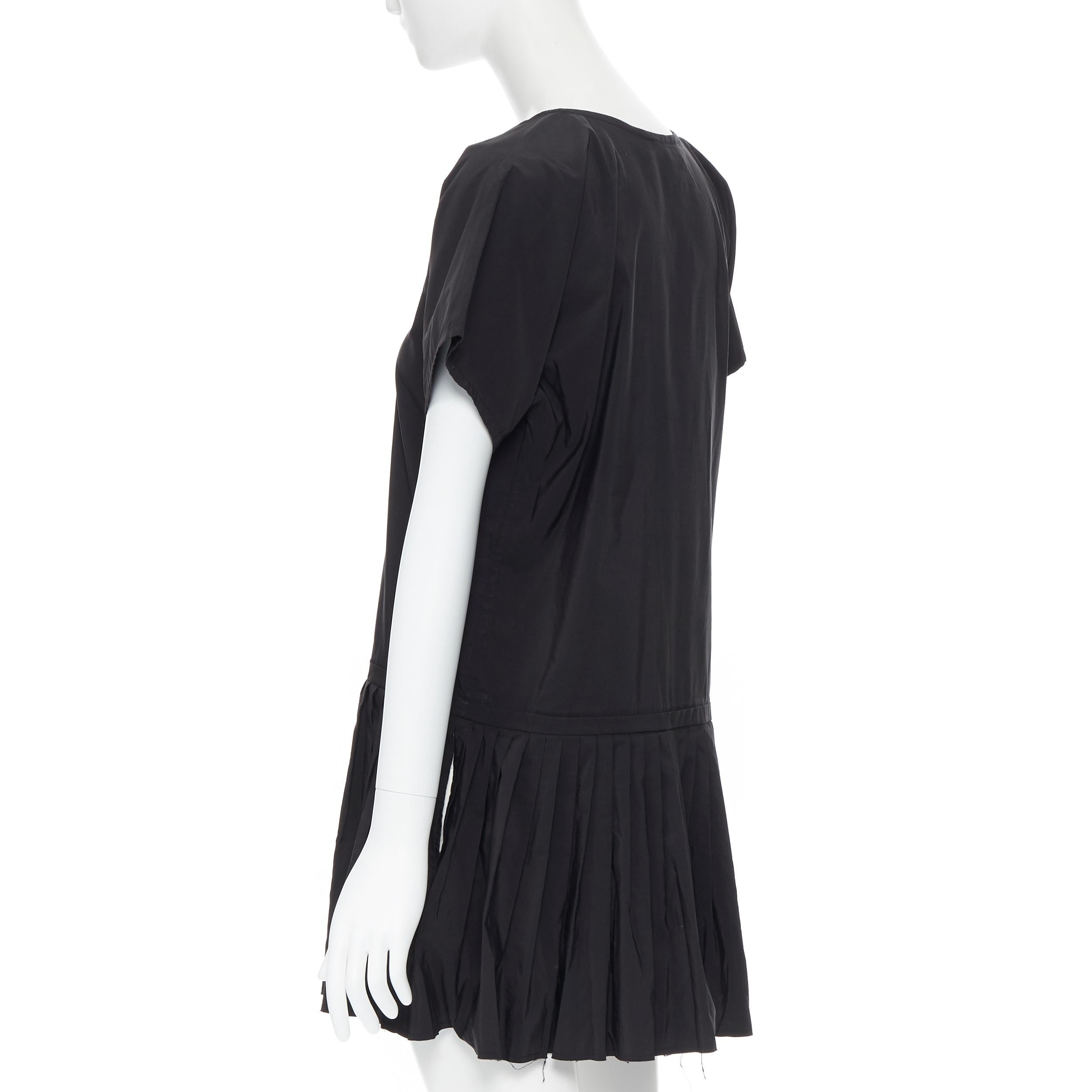 YVES SAINT LAURENT 2010 black pleated skirt side slit tunic dress EU39 / 15.5 3