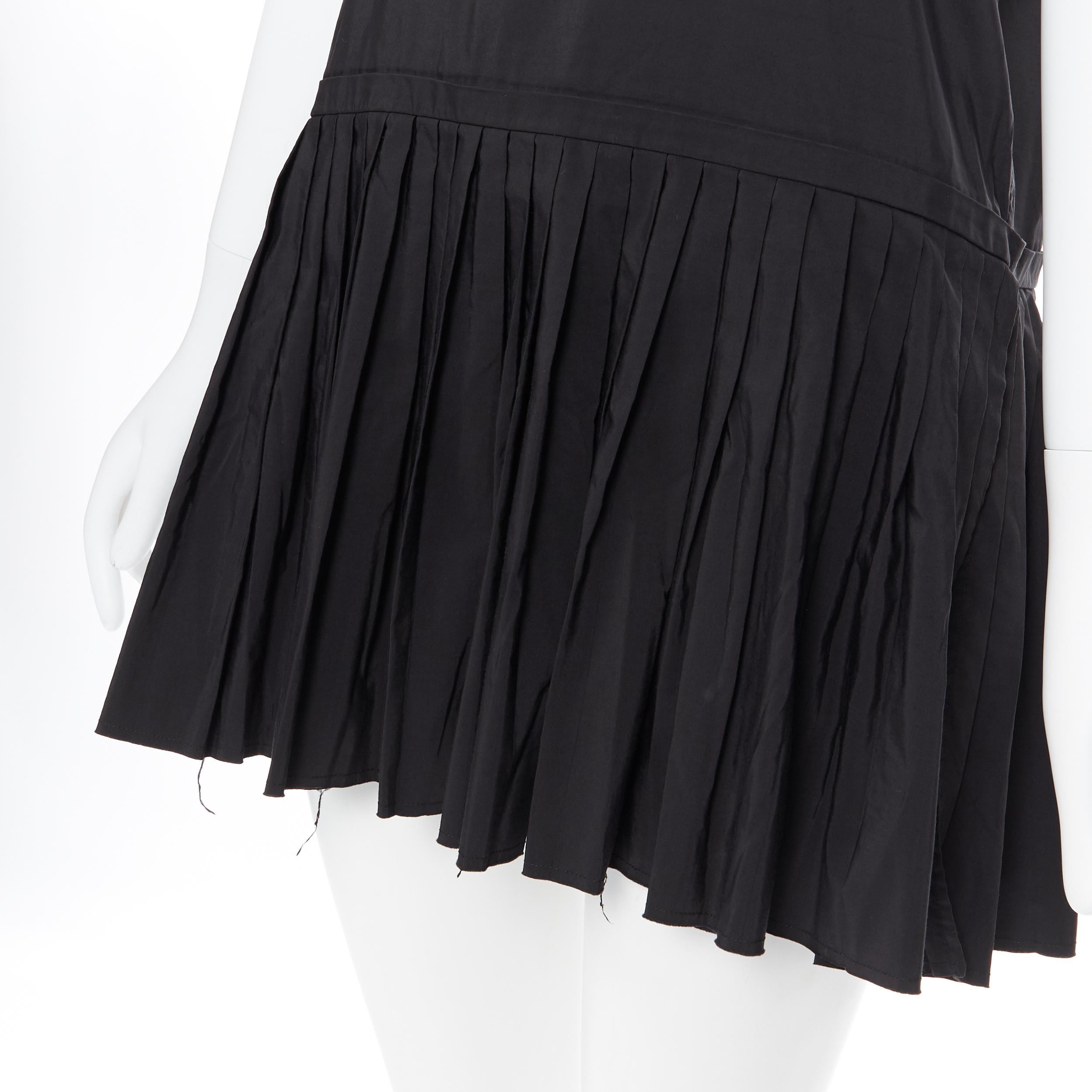 YVES SAINT LAURENT 2010 black pleated skirt side slit tunic dress EU39 / 15.5 5