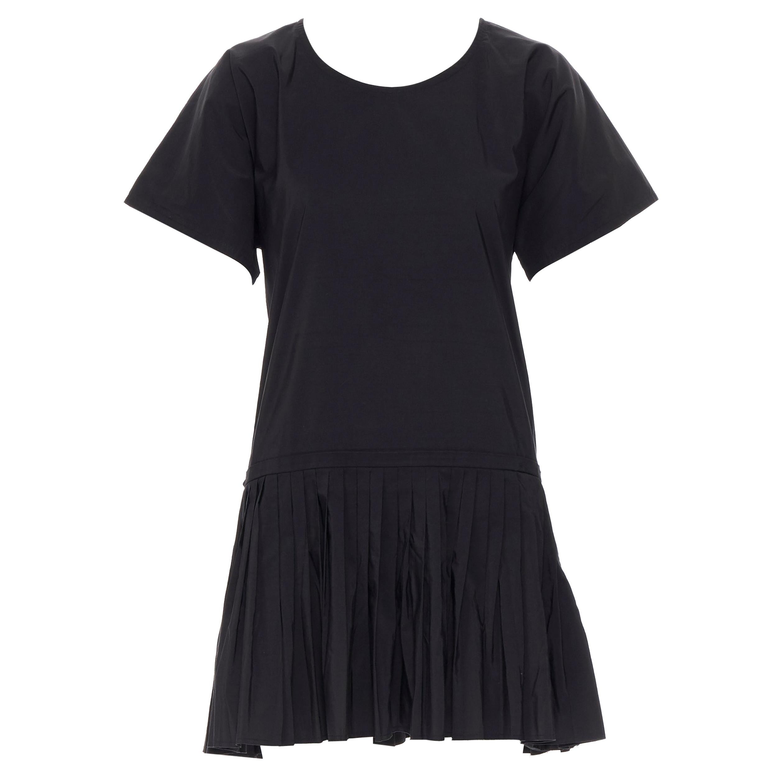 YVES SAINT LAURENT 2010 black pleated skirt side slit tunic dress EU39 / 15.5