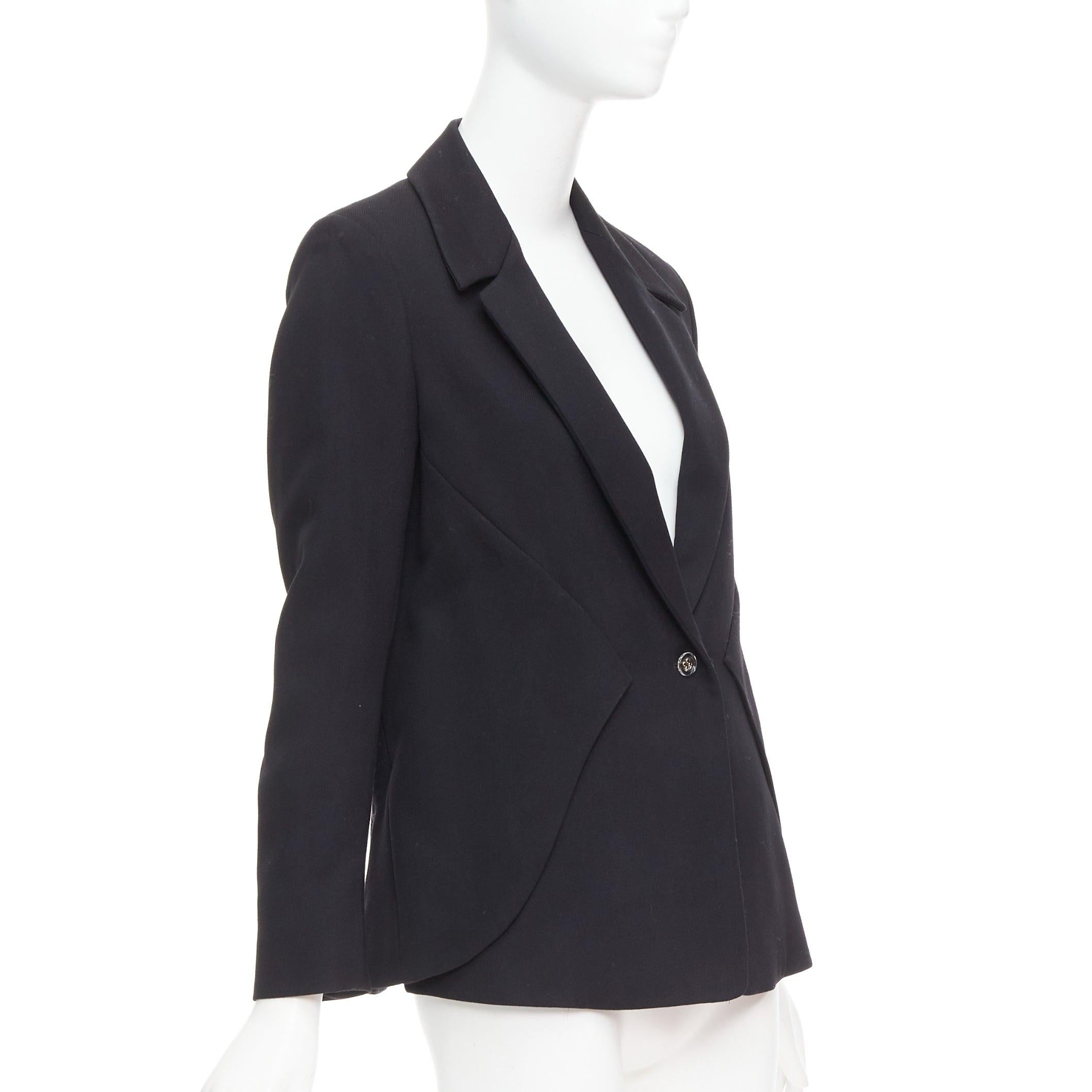Women's YVES SAINT LAURENT 2010 black wool blend deconstructed blazer FR36 S For Sale