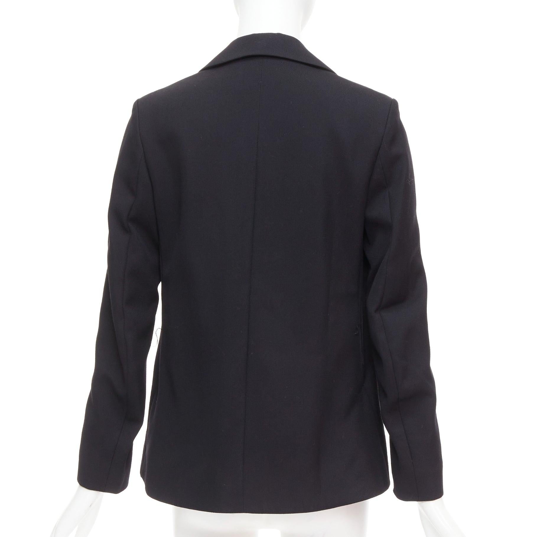 YVES SAINT LAURENT 2010 black wool blend deconstructed blazer FR36 S For Sale 2